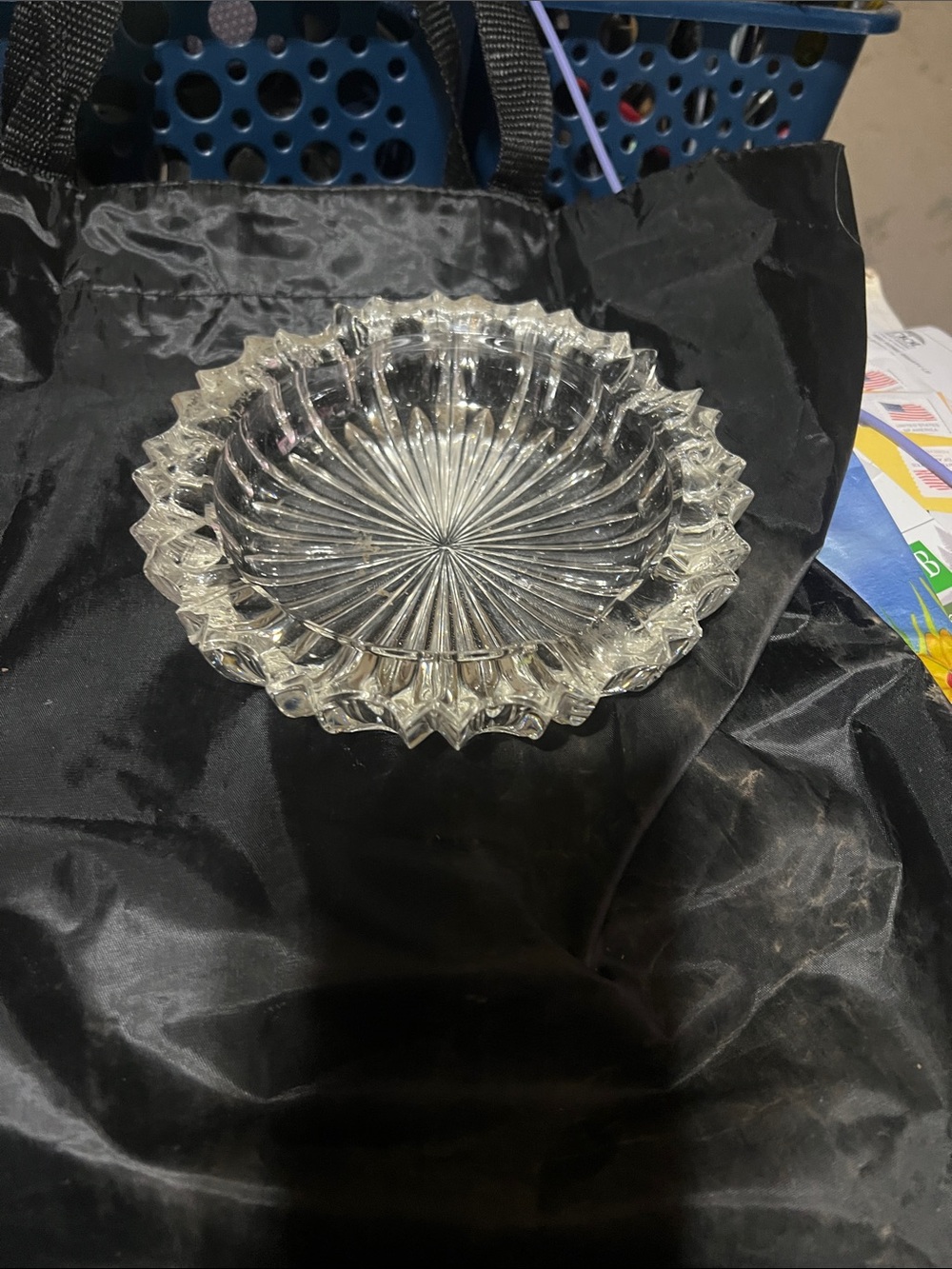 Vintage Clear Glass Decorative Bowl - Elegant Starburst Design